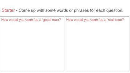 Toxic Masculinity tutor time / form time PSHE resource from Youcantknoweverything Education. Ideal for KS3 or KS4.  Starter activity