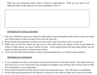 Transition to Secondary School Booklet