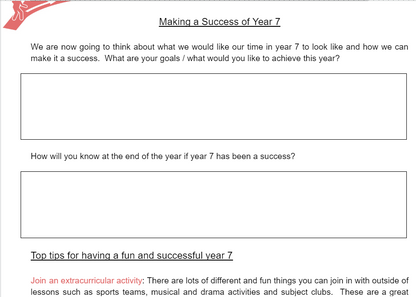 Transition to Secondary School Booklet