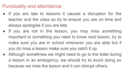 Transition pshe lesson tutor time punctuality attendance