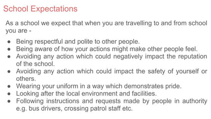 Behaviour travel to and from school