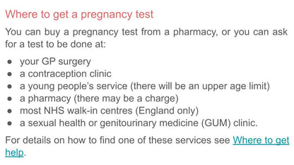 Unplanned pregnancy PSHE lesson or tutor time resource available from Youcantknoweverything Education.  Where to get a pregnancy test slide