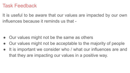 Values and Influences Lesson