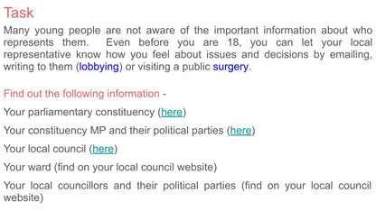 Voting electoral systems Citizenship lesson ks3 ks4 