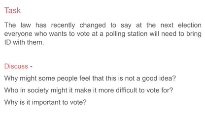 Voting electoral systems Citizenship lesson ks3 ks4 ID