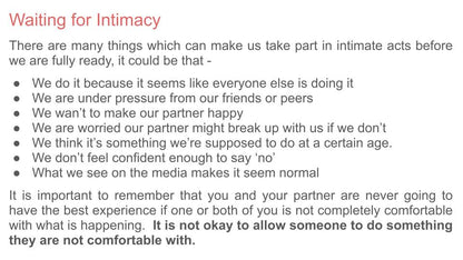 Waiting For Intimacy / consent lesson tutor time pupil workbook resource by youcantknoweverything education.  Ideal for pshe rshe and meets 2026 guidance.