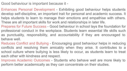 Why Good Behaviour is Important
