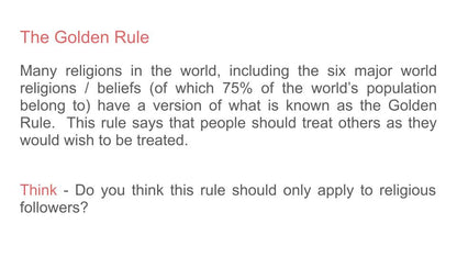 World religions day 2026 tutor time assembly resource The golden rule